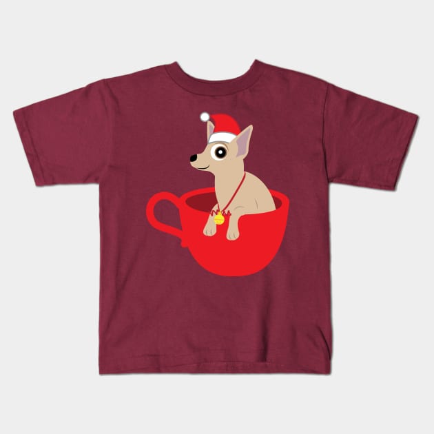 Cute Christmas Teacup Chihuahua Kids T-Shirt by PenguinCornerStore